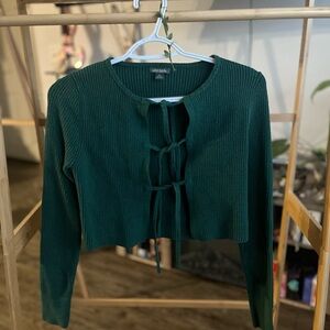Wild Fable Green Ribbed Tie-Front Blouse